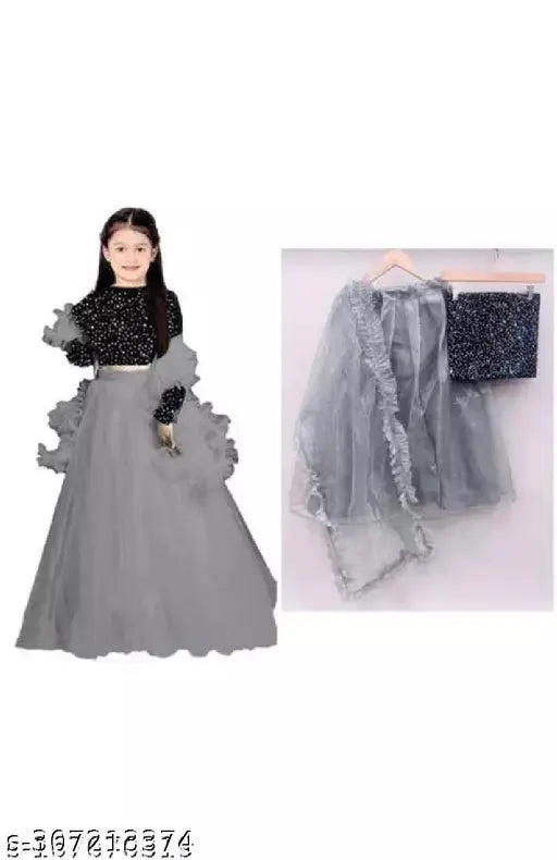 Velvet Kidz Lahenga Choli with net dupatta, embellished lehenga for children aged 6-14 years, handcrafted in India
