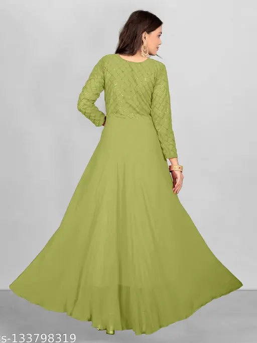 Georgette three-quarter sleeve solid combo kurti, Indian women's fashion in S, M, L, XL sizes