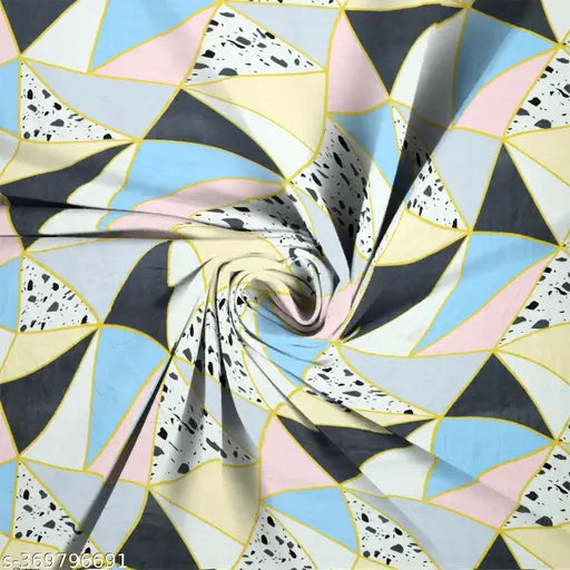 Glace Cotton, 200 TC elastic double bedsheet & 2 pillow covers, geometric design, lightweight, easy maintenance