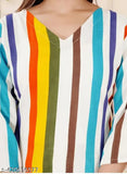MultiColor Cotton Printed Kurta Palazzo Set, rayon fabric with three-quarter sleeves, traditional yet contemporary women's clothing from India