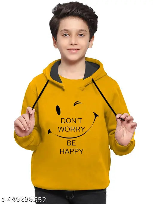 Kids Boys & Girls Printed Fullsleeve Hooded Sweathirt