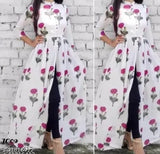 Rayon printed front cut kurti, three-quarter sleeves, XL to 6XL sizes for Indian women's fashion