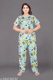 Women's printed polycotton pyjama & t-shirt night suit set, pack of 2 for a comfortable sleep, India origin