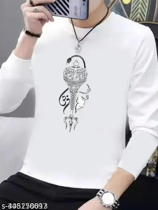 Printed Hanuman GDA full-sleeve t-shirt for men in polyester, featuring Indian cultural design
