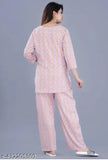Women's beautiful rayon printed night suit, three-quarter sleeves, premium pattern for stylish comfort