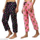 Womens unique pyjamas with cartoon patterns and elastic waistbands