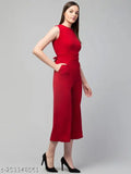 Cotton blend sleeveless jumpsuit for women and girls, solid pattern in multiple sizes from M to XXL, Indian origin