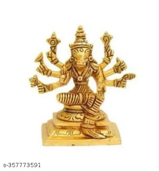Brass 8-handed Varahi Amman god idol, small size, intricate Indian artistry