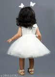 Embellished net Barbie white frock, sleeveless partywear dress for babies (0-3 Months - 5-6 Years), India origin