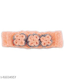 Orange woolen boat neck frock for baby girl - handmade by Love, embellished with short sleeves, paired with cap and shoes