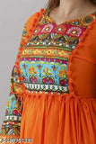 Trendy rayon A line printed Anarkali kurti, solid color, three-quarter sleeves. Rayon women's dress for parties or weddings. Indian design, XS-5XL sizes available