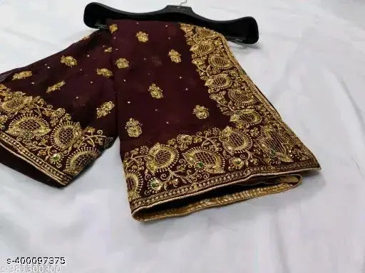 Gold embroidered paisley patterned scarf, 2m long, traditional design