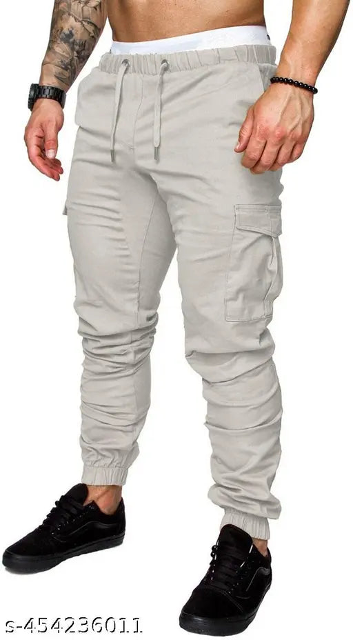 Men's cotton blend solid jogger jeans, fashionable athletic wear for active lifestyle