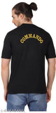 Army green half commando cotton t-shirt with short sleeves and printed pattern, size S (36in chest, 24.5in length)