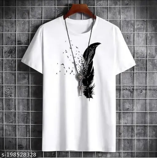 Printed net short-sleeve polyester t-shirt by Masa Trends, size S-XXL, versatile style for everyday wear