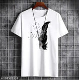Printed net short-sleeve polyester t-shirt by Masa Trends, size S-XXL, versatile style for everyday wear