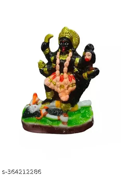 Multicolor Kali Maa idol for home/office decor, vibrant poly resin figure, ideal for devotees or Hindu mythology enthusiasts