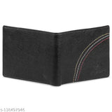 Black PU leather regular size wallet, 5 card slots, ideal for men's casual accessories