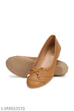 Brown synthetic ballerinas for women (Zara Enterprises) - Slip-on stylish bellies with solid design, popular Indian brand
