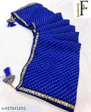 Georgette saree set, blue and gold, includes blouse
