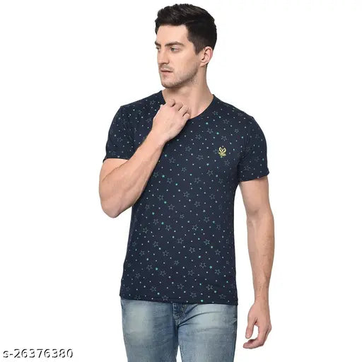 Black cotton blend vneck t-shirt pack 3 for men - Vimal Jonney patriotic design, India origin