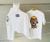 Ghost printed cotton blend regular fit t-shirt for men, short sleeves with fashionable ghost design. [M, L, XL] India origin