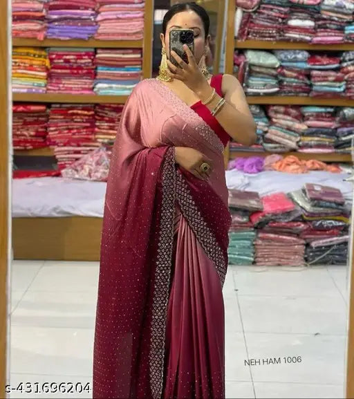 Embellished chiffon saree with separate Bangalore silk blouse, perfect for work party wear. Indian-made." (124 characters)