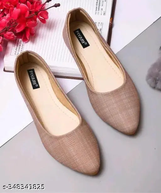 Tan nylon flat shoes