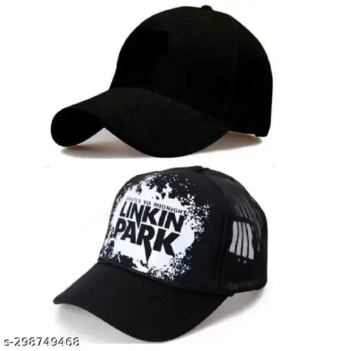 100% cotton black baseball cap, adjustable and trendy for men and women, Linkin Park style, perfect for outdoor activities, keeps head cool and protected from UV rays