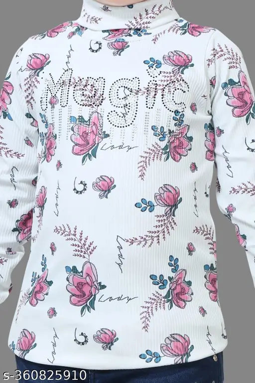 Wool printed fancy girls sweater for kids, long sleeves and various sizes available from 2-10 years old (Indian origin)