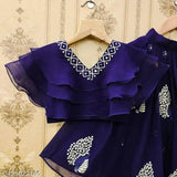Georgette kids' lehenga-choli set, embellished with silver thread embroidery, 2-8 years sizes available