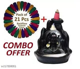 Poly resin Adi Shankara Shiva Smoke Fountain Decor Showpiece with 21 backflow cones, India-crafted meditating Lord Shiva incense holder