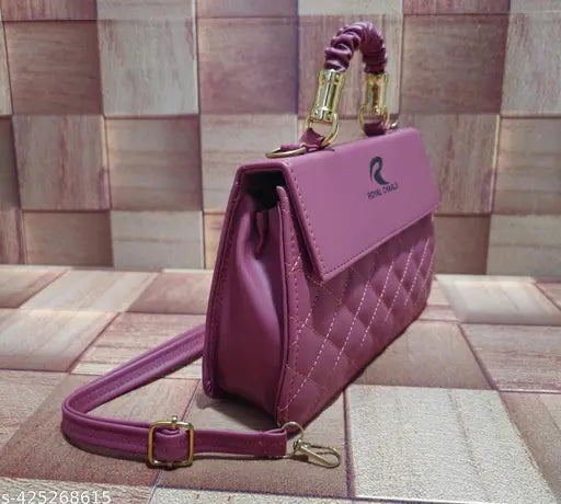 Stylish pink leather crossbody sling bag with multiple card slots