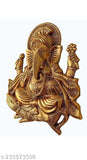 Metal Ganesh idol wall hanging, 8.5"L x 11"H x 2"B, for home, temple, office, or gifts - Indian art and good luck symbol