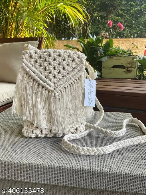 Handmade macrame cross body bag for women, size 75 inches