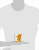 Golden polyclain Laughing Buddha holding ingot potli and standing on money bag sack, bringing wealth and prosperity (9 cm height)