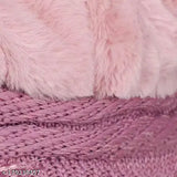 Purple wool beanie cap with fur lining and visor