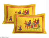 Vibrant Rajasthani-print pure cotton Jaipuri double bedsheet with 2 pillow covers, ideal for summer. High-quality flat sheets, origin from India