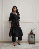 Rayon slub embroidered kurta with Palazzo pants, Indian women's fashion set in vibrant colors