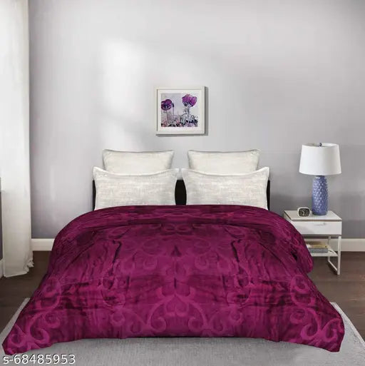 Golden microfiber floral print king size mink blanket, ideal for winter use and all-year round