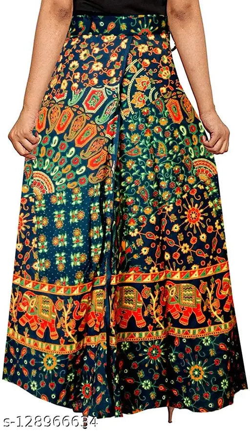 Free size women's cotton printed A-line skirt, vibrant pattern, comfortable and easy to maintain, ideal for casual or formal outfits