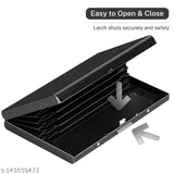 Black metal ATM card wallet with 6 slots for debit, credit, and RFID protection - perfect accessory for organized men's essentials