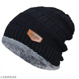 Woolen winter warm fur cap, wool beanie for men & women, handcrafted in India
