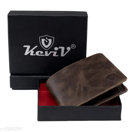 Genuine leather men's wallet by Keviv, solid net free size (11x9cm), Made in India