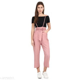 Pretty fabulous women's rayon jumpsuit, solid pattern, short sleeves, comes with white crop top
