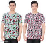 Trendy cotton men's short-sleeve printed T-shirts (Pack of 2), modern Indian fashion apparel