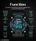 Black high-grade silicone sport watch with led calendar, digital display and waterproof case