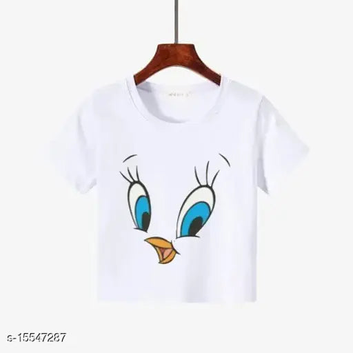 Pretty cotton short sleeve women's t-shirt with printed design. Vibrant tee from Indian designer brand