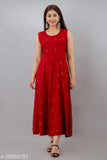 Red printed Anarkali Kurta with detachable jacket, rayon fabric, sleeveless, Indian women's fashion