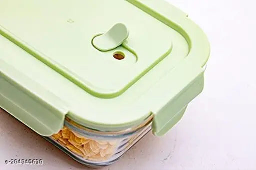 Oblong 600mL borosilicate glass food storage container, oven safe, airtight lid, microwave safe